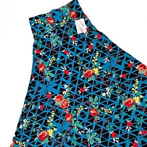 LuLaRoe Maxi Skirt Size Small Red Floral and Turquoise lattice